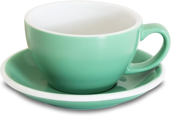 Loveramics Latte Art Mug with Saucer, 10 oz Ceramic Coffee cups with Round by LoveramicsUSA
