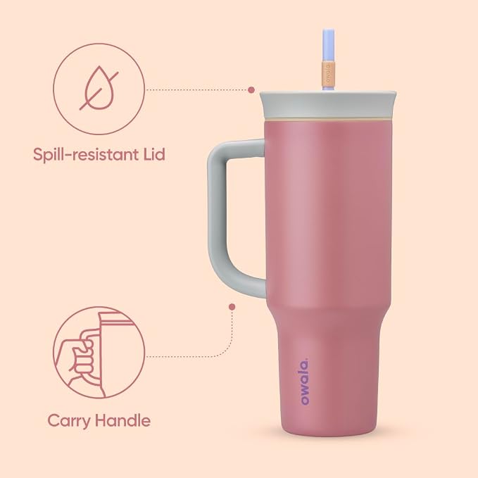 Owala Tumbler Stainless Steel Water Bottle 40 oz Yoga Rose | 2-in-1 Sip-or-Swig - Image 3