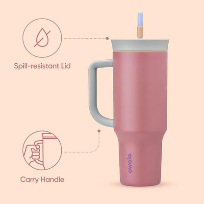 Owala Tumbler Stainless Steel Water Bottle 40 oz Yoga Rose | 2-in-1 Sip-or-Swig - Image 3