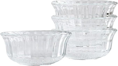 HillSpring Small Glass Bowls for Dessert, or Nuts, 4.5" Textured Bowls Set for by HillSpring