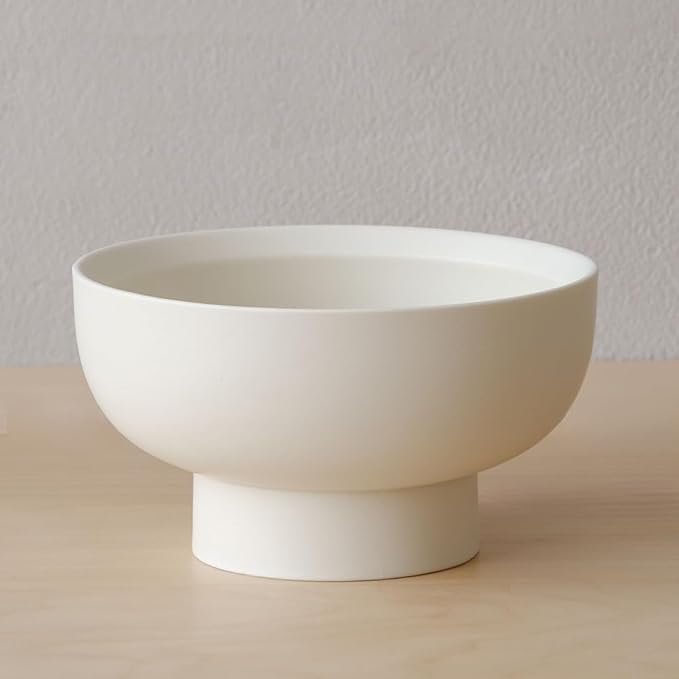 WENSHUO Pedestal Bowl, Decorative Ceramic Fruit Bowl, 6.7 in, Matte Crème | 27 by WENSHUO