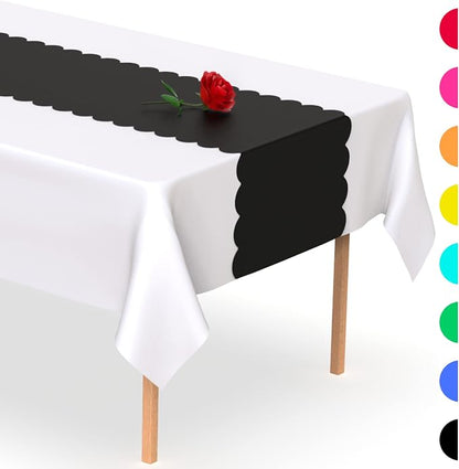 Black Scallop Table Runner, Disposable Plastic, 5 Pack - Image 7