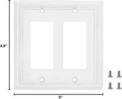 Henne Bery Sunken Pearls Heavy Duty Decorative Wall Plate Switch Plate Outlet Cover (Double Decorator, White)