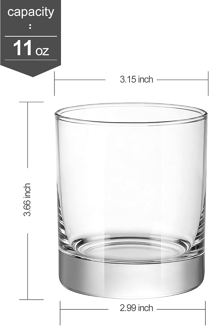 LUXU Whiskey Glasses, 11 OZ Short Glass Tumbler, Lowball Glasses Set of 6 | - Image 6