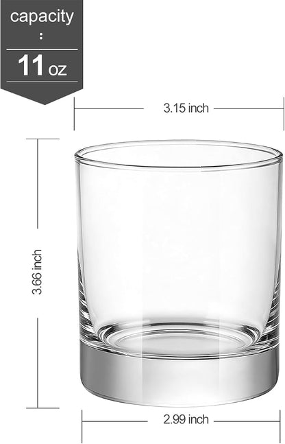 LUXU Whiskey Glasses, 11 OZ Short Glass Tumbler, Lowball Glasses Set of 6 | - Image 6