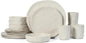 Stone by Mercer Project HEKONDA Modern Stoneware 32-Piece Dinnerware Set, Plate and Bowl Set, Dish Set for 8, Beige