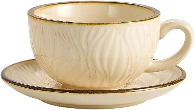Coffeezone Vintage Design 12 oz Ceramic Latte Art Cappuccino Barista Cup by Coffeezone