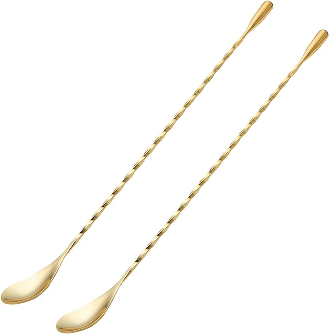 Bar Spoon Cocktail Mixing Stirrers, 12” Long Handle, Long Drink Spoons by Briout