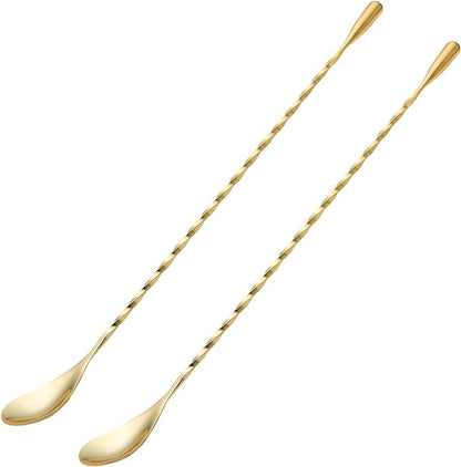 Bar Spoon Cocktail Mixing Stirrers, 12” Long Handle, Long Drink Spoons by Briout
