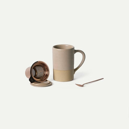 MORA Ceramics Tea Cup with Loose Leaf Infuser, Spoon and Lid, 12 oz, Microwave by MORA