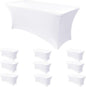Obstal 10-Pack Stretchy Spandex Tablecloth for 6 Foot Rectangular Table - Universal Fitted Table Covers, Ideal for Weddings, Banquets & Events (White, 72" L x 30" W x 30" H)
