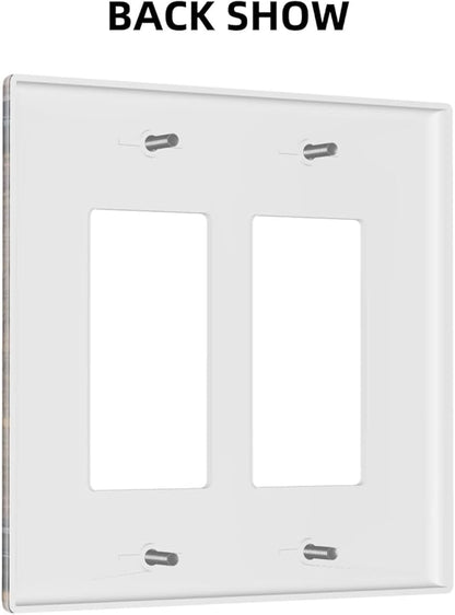 Outlet Covers Rustic Barn Door Vintage Country Wood Board 2 Gang Light Switch Cover Double Rocker Wall Plate Decorative GFCI Receptacle Electrical Switchplate for Farmhouse Cabin Decor（2 Pack）