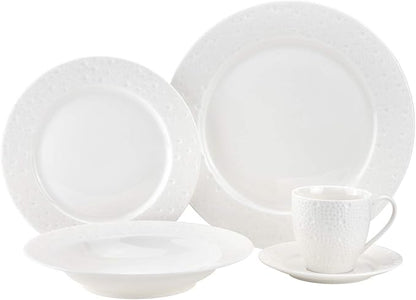 EURO Porcelain 20-pc. Dinner Set Service for 4, 24K Gold-plated Luxury Bone China Tableware ("Orbit")