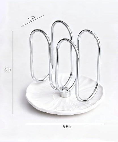 VROOMIUM Napkin Holder for Table, Effortless Cleaning Ceramic Base, 1 lb Weight, Silver Napkin Holders for Paper Napkins, Servilleteros para Mesas