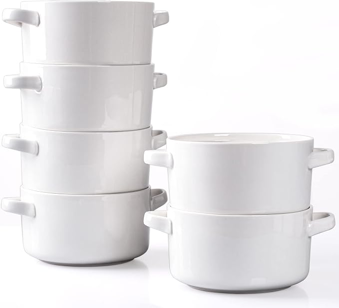 DELLING Soup Bowls with Handles Set of 6, 24 Oz Ceramic French Onion Soup - Image 7