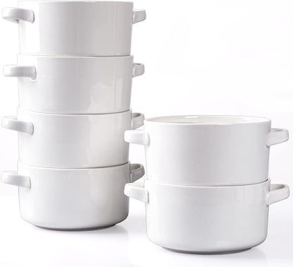 DELLING Soup Bowls with Handles Set of 6, 24 Oz Ceramic French Onion Soup - Image 7