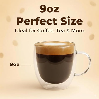 Casafoyer 9 Oz Double Wall Glass Coffee Cups Set of 4, Borosilicate Espresso - Image 2