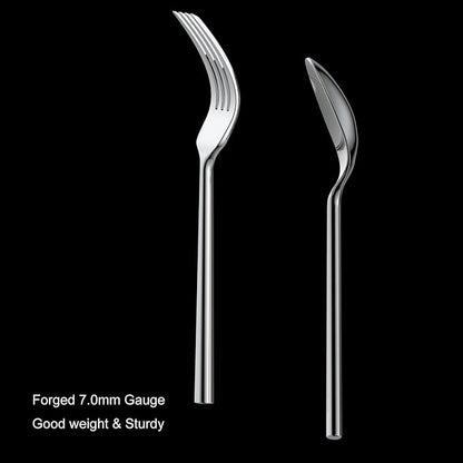 Alata Potter 60-Piece Forged Silverware Set Stainless Steel Flatware Set - Image 9