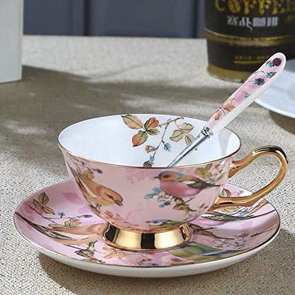 Bone China Cup& Saucer Set, 6.8oz- Birds& Trees - Image 4