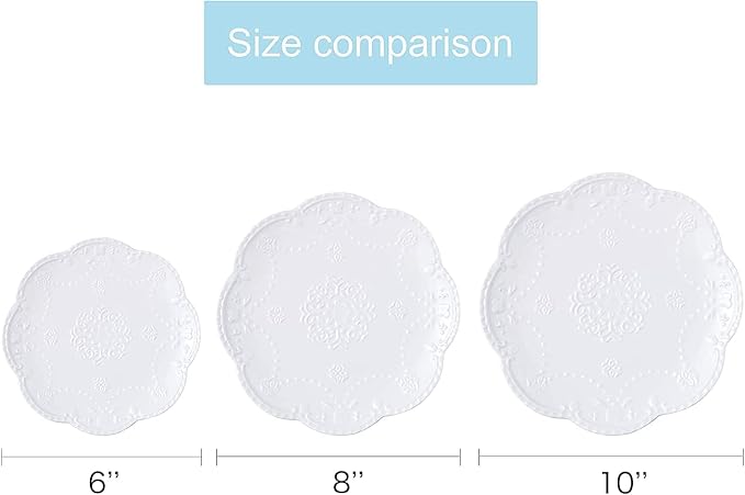 Ceramic Plate, Round Embossed Lace Plate - Image 2