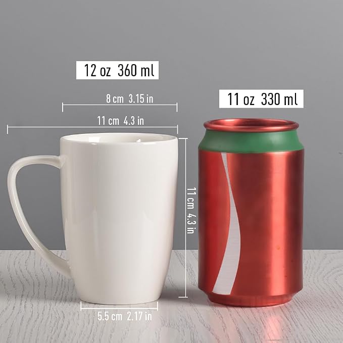 homEdge Porcelain Mug Set, 12 Ounces Cup - Image 2