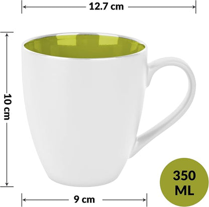 MIAMIO - Set of 6 Coffee Mugs 12 oz – Modern Ceramic Coffee Cup Set in White - Image 6