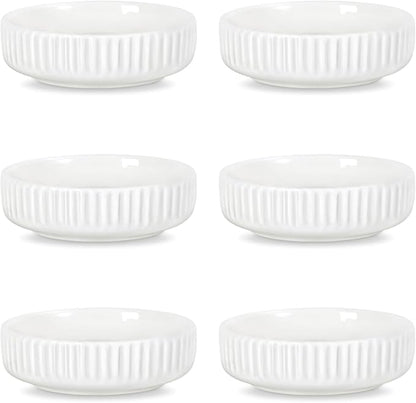 Selamica Ceramic Soy Sauce Dish, 2.6 Oz Dipping Bowls Set of 6, 3.5 Inch Pinch Bowls for Dip, Side Dish, Condiments, Sushi, Set of 6, White