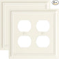 2-Pack Double Duplex Outlet Cover, Light Almond Decorative Switch Plates and Outlet Covers for Electrical Outlets, Durable Natural Bamboo Fiber Wall Plates, 2 Gang Receptacle Cover