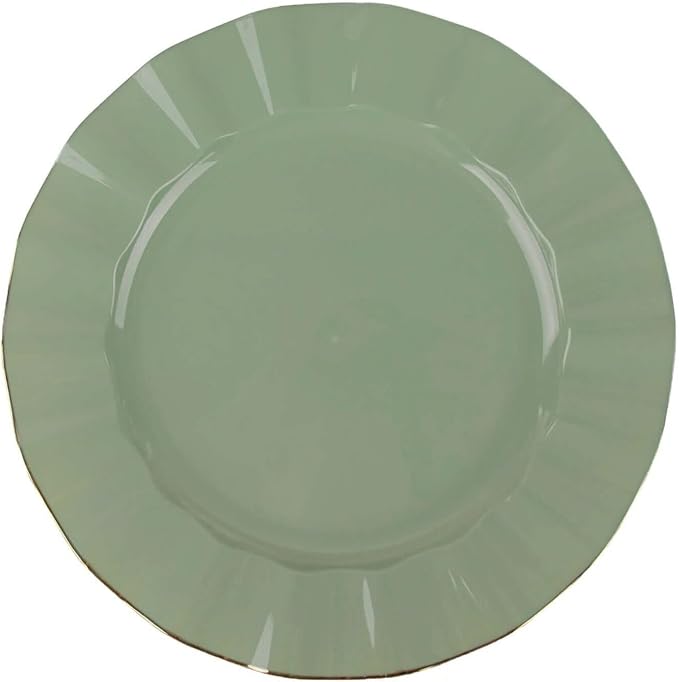 Efavormart 11" Dinner Plates – Set of 10 Plastic Dusty Sage Green Round - Image 7