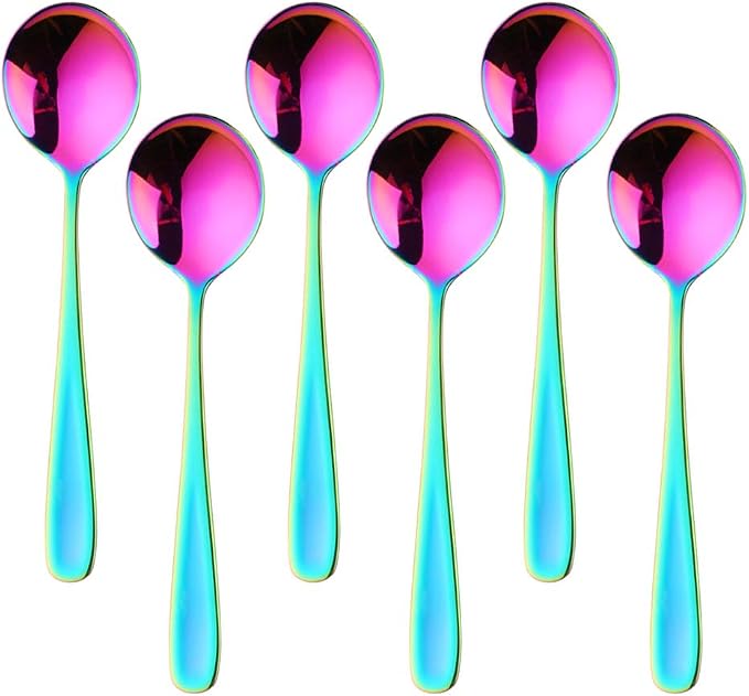 Buyer Star Bouillon Spoon Sets, 7-Inch Round Soup Spoons, Stainless Steel by BuyerStar