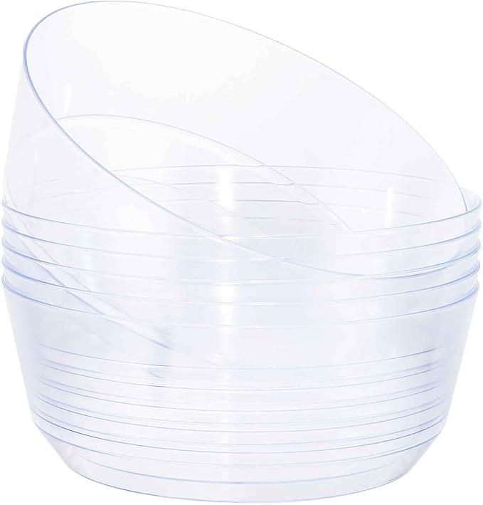 8 Pack Clear Serving Bowls for Buffet | 128oz Heavy Duty Disposable Plastic by Hioasis