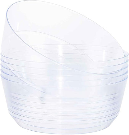 8 Pack Clear Serving Bowls for Buffet | 128oz Heavy Duty Disposable Plastic by Hioasis