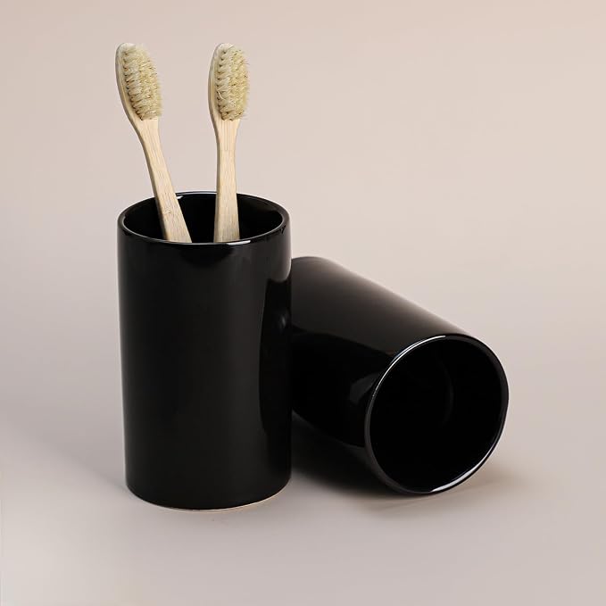 Gaolinci 2 Pcs Simple Solid Color Ceramic Mouthwash Cups, Bathroom Brushing Cup - Image 6