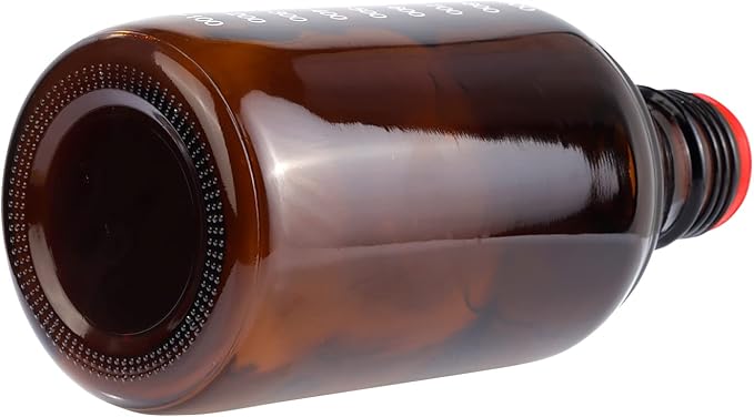 4 Pieces Amber Glass 1000 mL Graduated Round Lab Reagent Media/Storage Bottle With GL45 Red Screw Cap