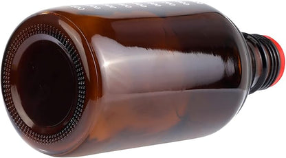 4 Pieces Amber Glass 1000 mL Graduated Round Lab Reagent Media/Storage Bottle With GL45 Red Screw Cap