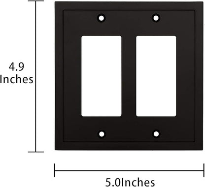 Modern Edge Decorative Wall Plate Switch Plate Outlet Cover, Durable Solid Zinc Alloy (Double Decorator, Matte Black)