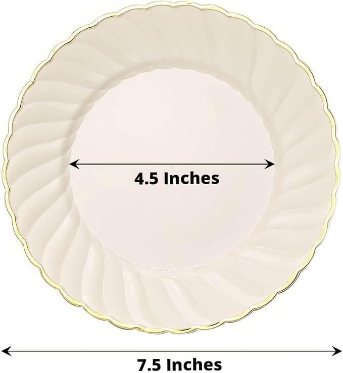 Efavormart 10-Pack 7.5" Ivory Vintage Plastic Salad Dessert Plates - Image 3