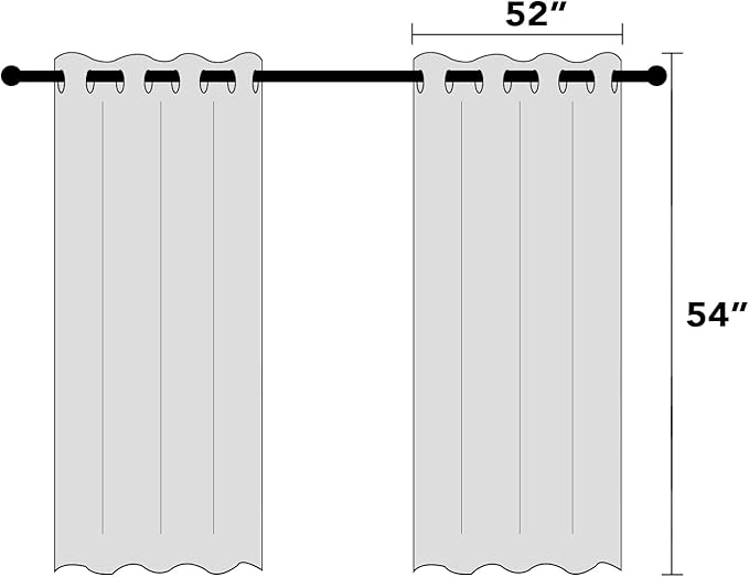 PrinceDeco Light Grey Blackout Curtains 54 Inches Long, Short Blackout Curtains 2 Panels Sets for Bedroom Thermal Insulated with White Liner Room Darkening Curtains Noise Reducing,52" W x 54" L