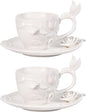 KAMMAK Tea Cups and Saucers Set of 2, 8.5 oz Porcelain Coffee Cups, 566N | by KAMMAK