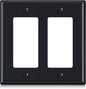 ELEGRP 2-Gang Decorative Wall Plates, Standard Size 4.53" H x 4.57" L Unbreakable Thermoplastic Faceplate Cover for Decorator Receptacle Outlet Switch, UL Listed (1 Pack, Glossy Black)