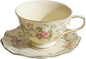8 oz Vintage flower Ceramic cup and 6" saucer set by homemugandgift