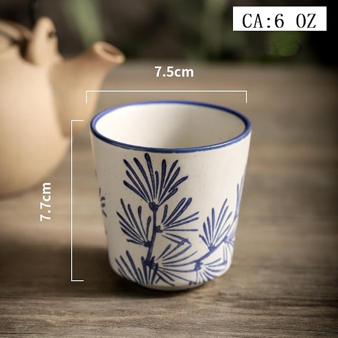 Ceramic Matcha Tea Cups Set of 4, 6 oz Japanese Tea Cup, Handcrafted, No Handle - Image 7