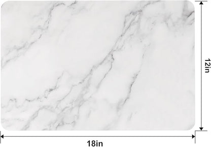 QIYI Placemats Set of 6, 12x18 Inch Faux Leather Place Mats for Kitchen Dinning, Heat Resistant Anti Slip Table Mats, Waterproof Wipeable Washable Placemat Party Table Décor, White Marble
