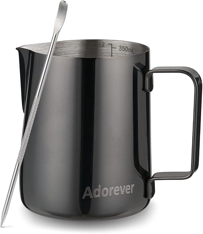 Milk Frothing Pitcher, 350ml Steaming Pitchers Stainless Steel Milk Coffee by Adorever