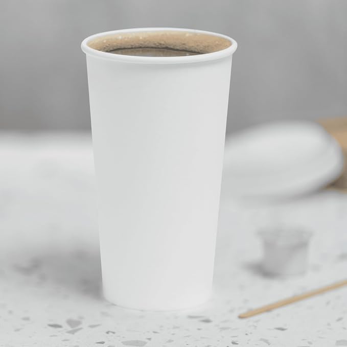 Karat 20 oz Paper Hot Coffee Cups White Disposable Cup - Image 3