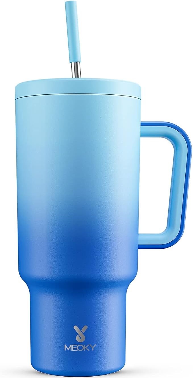 Meoky 40oz Tumbler with Handle, Leak-proof Lid and Straw, Insulated Coffee Mug by MEOKY