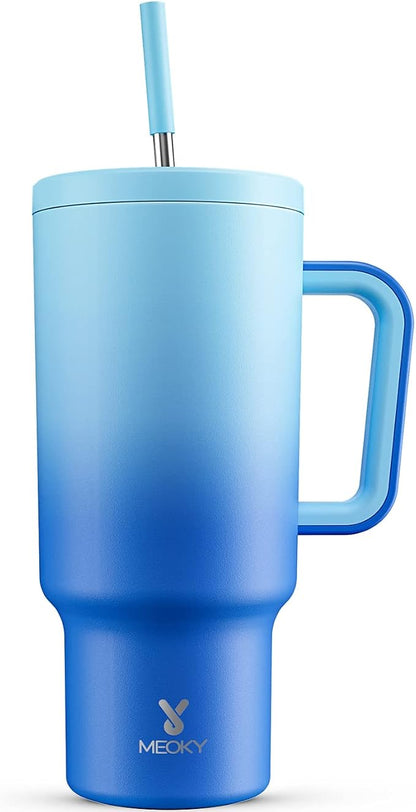 Meoky 40oz Tumbler with Handle, Leak-proof Lid and Straw, Insulated Coffee Mug by MEOKY
