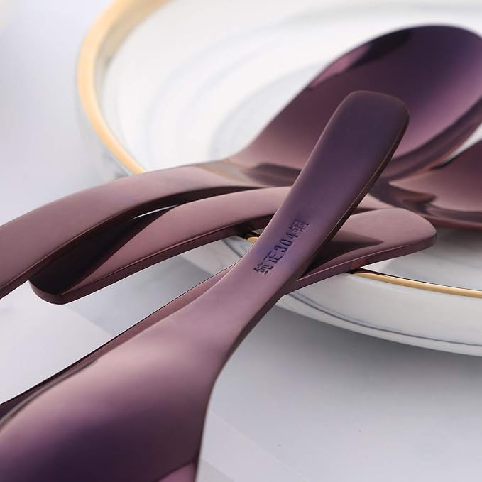 Soup Spoons, Stainless Steel Polished Thick Heavy Duty Asian Rice Table Spoon - Image 5