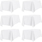 PureFit 6 Pack Rectangle White Table Cloths 90 x 132 Inch for 8Ft Tables, Stain and Wrinkle Resistant Table Linens for Home Use, Wedding, Party, Banquet and Camping