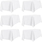PureFit 6 Pack Rectangle White Table Cloths 90 x 156 Inch for 8Ft Tables, Stain and Wrinkle Resistant Table Linens for Home Use, Wedding, Party, Banquet and Camping